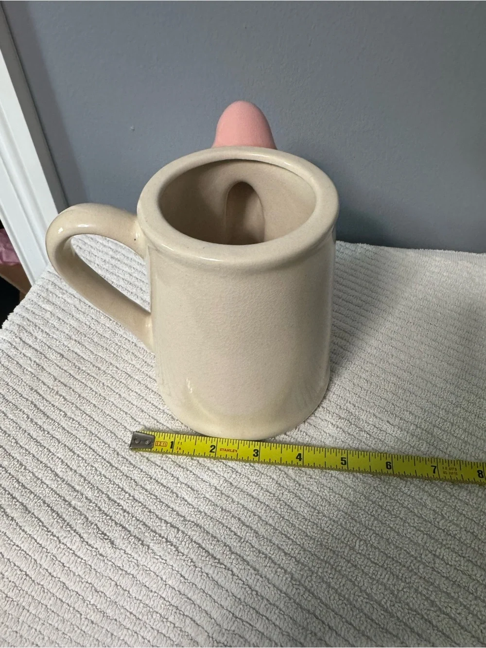 Ceramic Beige Novelty Mug with Flesh-Tone Accent - Unbranded